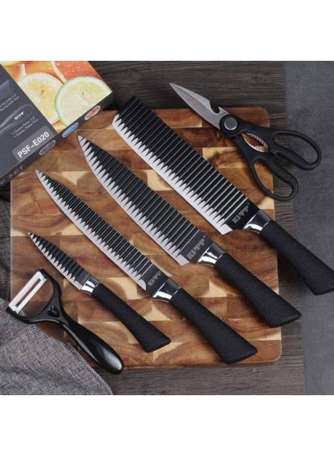 zepter kitchen knife set ,6 piece , stainless steel with black handels - Image 2
